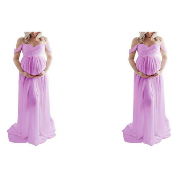 Minnieouse Vestido de fotografía de maternidad vestido de gasa frente embarazo vestidos largos mujeres embarazadas Photoshoot Prop Baby Showers Type14 NO14