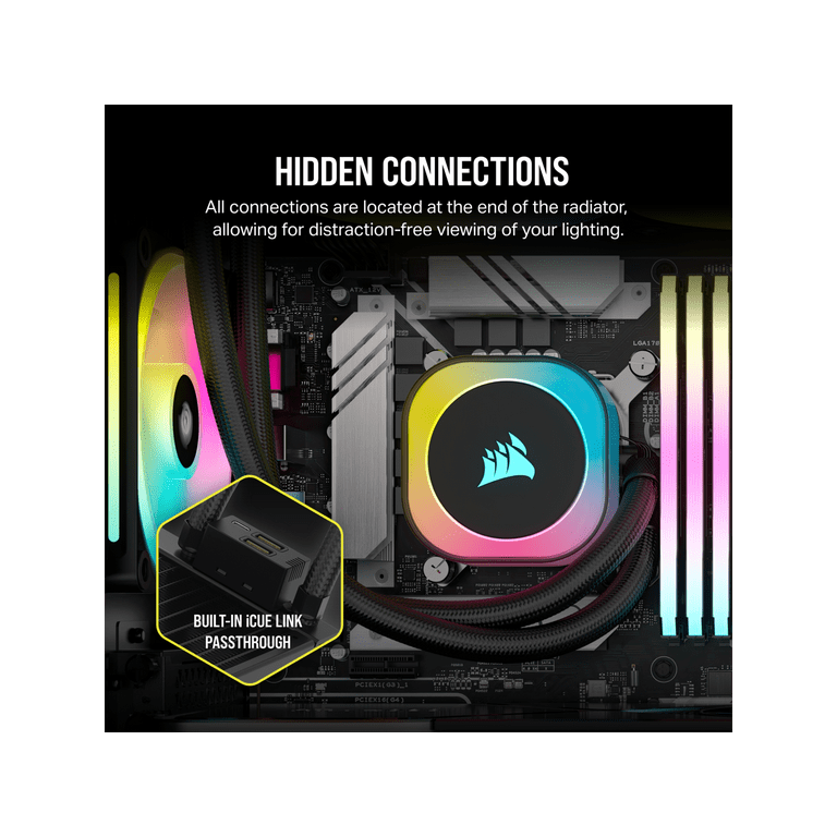 CORSAIR iCUE H150i RGB Liquid CPU Cooler - 360mm - QX120 RGB Fans