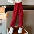 thumbnail image 3 of BFHHYA Tween Girls' Cuffed Cargo Joggers Kid Casual Loose Drawstring Elastic Waist Pants Lightweight Active Pants (5-16 Years), 3 of 7