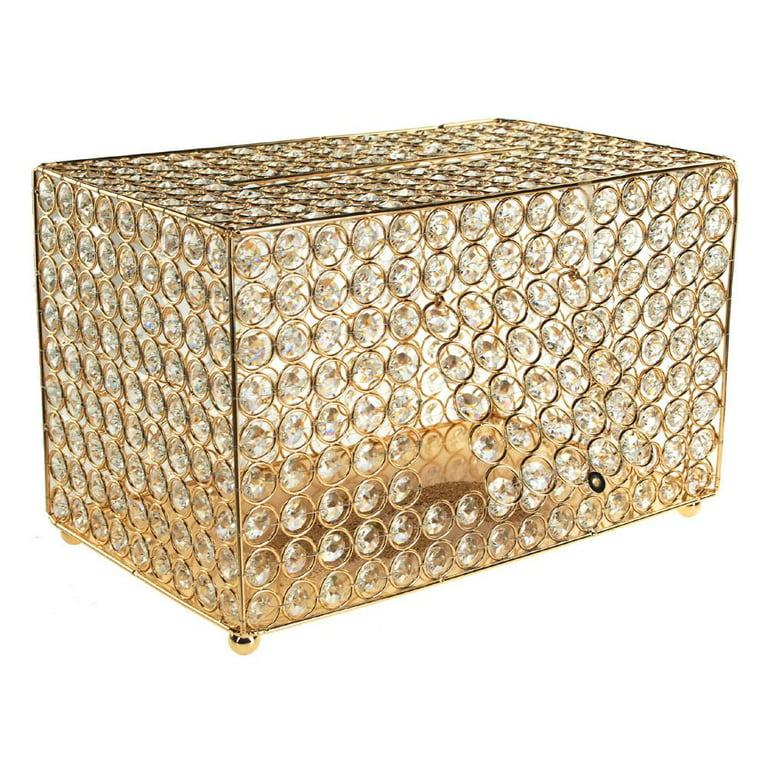 Homeford Crystal Money Card Box Wedding Centerpiece 13-3/4-Inch (Gold)