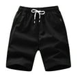 thumbnail image 2 of Men's Solid Cotton Shorts Casual Elastic Waist Drawstring Lightweight Thin And Breathable Summer Beach Golf Shorts Workout with Pockets, 2 of 3