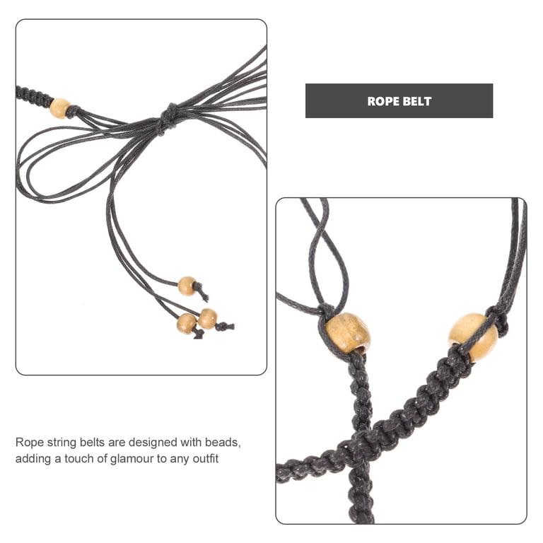 NEW! Free People Boho Black and White Beaded Rope BELT TIESOME 2 PCS Women main image 3