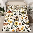 thumbnail image 2 of Manfei Teens Boys Girls Animal Honeybee Twin Sheet Sets 3pcs,Floral Mushroom Twin Fitted Sheet Microfiber,Vintage Chic Flowers Breathable Flat Sheet,Super Cozy Room Decor, 2 of 7