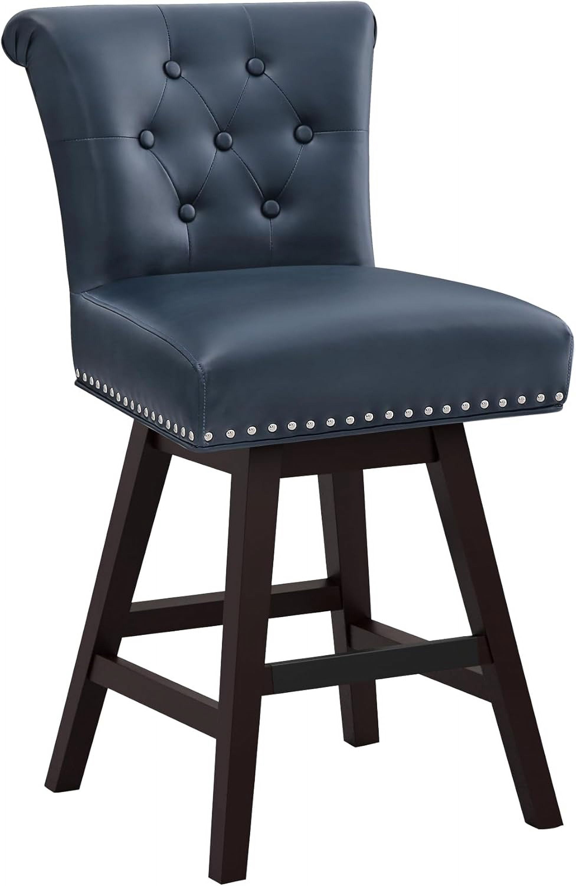 Dycanpo 26" Swivel Bar Stools with Back & Footrest, Counter Stools for Kitchen, Blue-Faux Leather