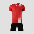 thumbnail image 2 of CYRBOKO Boy's Athletic Outfit Sets, Quick-dry Elastic Waist Short Sleeve Stretchy Summer Top and Shorts Red Size 12 T, 2 of 4