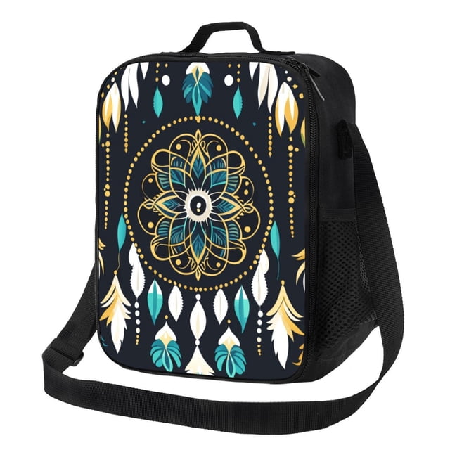 Balery Boho Dreamcatcher Caja de Almuerzo y Bolsa de Almuerzo para Hombres y Mujeres, Bolsa de Almuerzo Reutilizable con Gran Capacidad, Bolsa de Almuerzo Aislada
