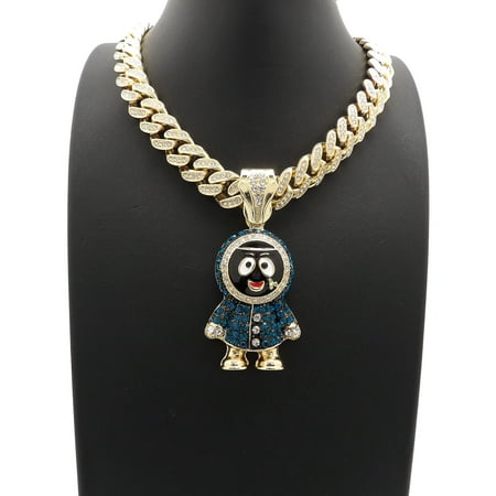 - Hip Hop Fashion Iced Out Eskimo Brick Pendant w/ 12mm 18