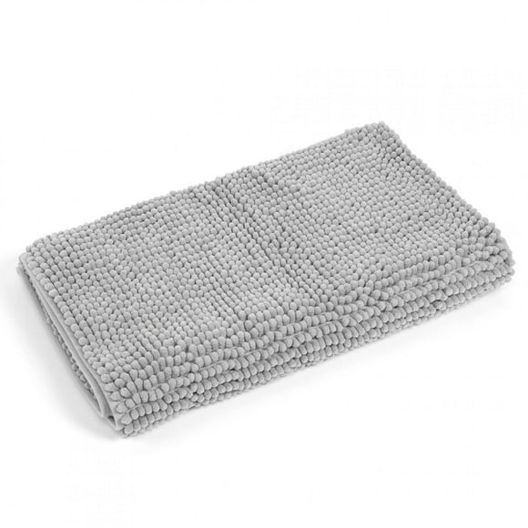 Alfombra antideslizante suave de color gris plateado de 50 x 140 cm para cocina, dormitorio, baño y bañera.