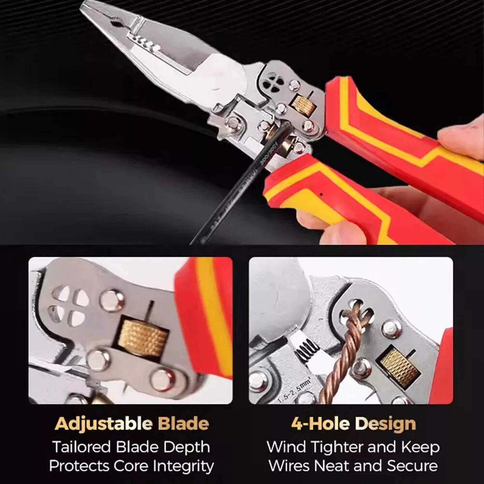 TAPDRA Electrical Wire Stripper Tool For Wire Peeling Cutting Twisting 3CR13 Steel Soft Rubber Handle Current Detection