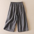 thumbnail image 5 of Chbgutlmr Wide Leg Pants Woman Capris Cotton Linen Elastic Waisted Loose Cropped Casual Summer Trousers, 5 of 6