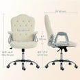 thumbnail image 2 of CoSoTower Vanity Office Chair, Velvet Computer Desk Chair with Swivel Wheels, Adjustable Height, Tilt Function, Beige, 2 of 7