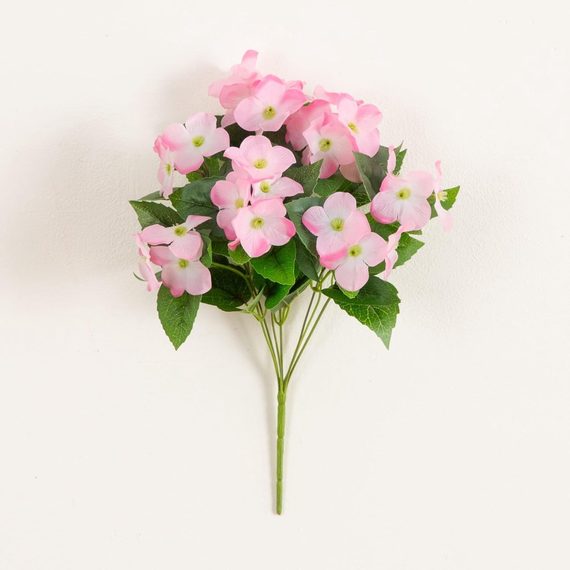 Nearly Natural UV-Resistant Artificial Hydrangea Outdoor Bush Plant - 14" - Pink - Set of 6