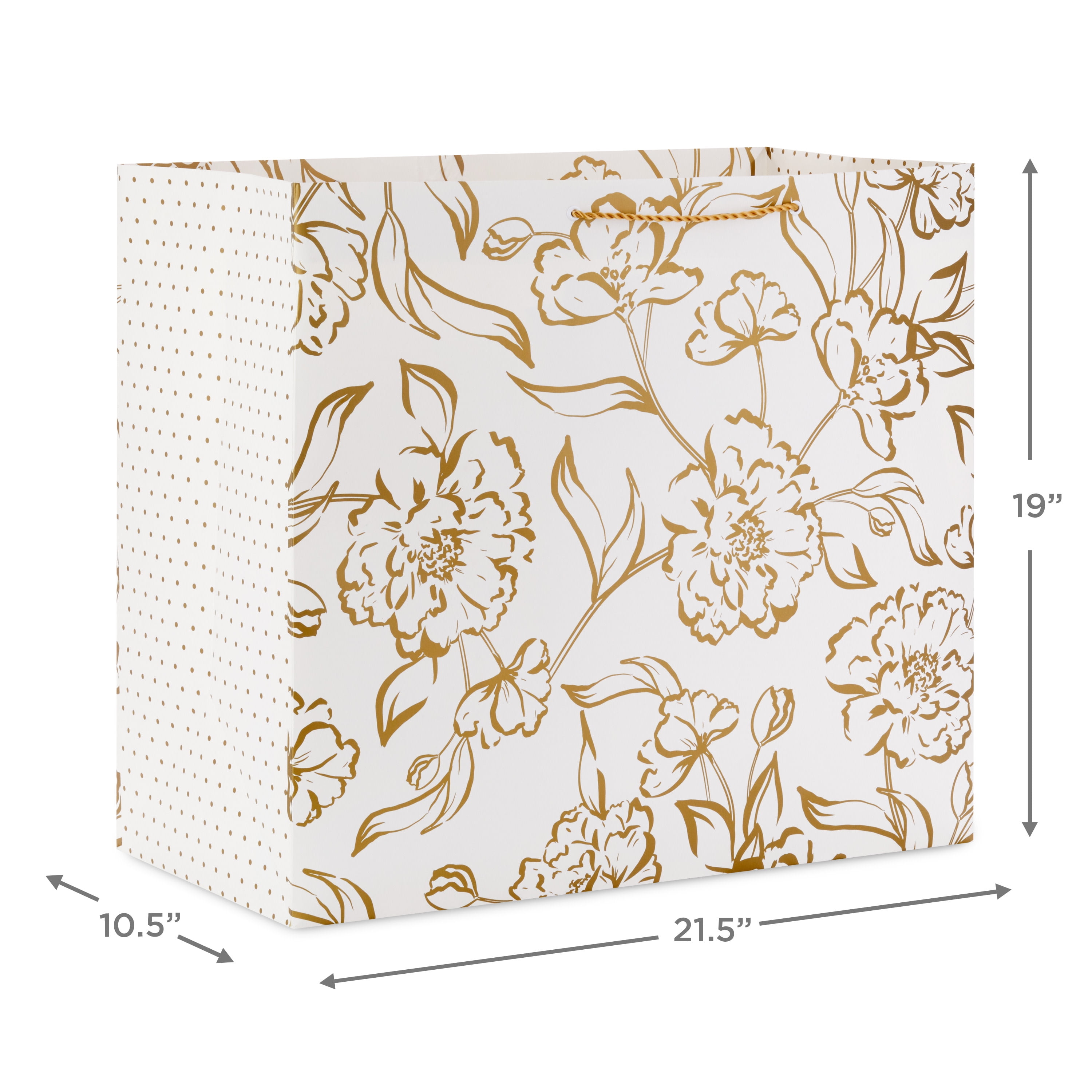 Hallmark 19" Jumbo Horizontal Gift Bag (Elegant Gold Floral)