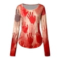thumbnail image 4 of Tshirts for Women Slim Fit Halloween Print Long Sleeved Crew Neck T Shirt Clothes, 4 of 5