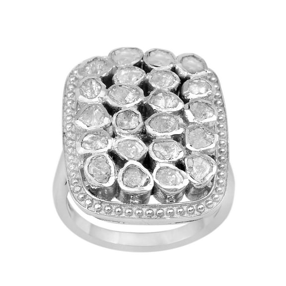 1.50 CTW Natural Diamond Polki Cocktail Women's Valentines Day Gifts Ring 925 Sterling Silver