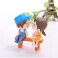 thumbnail image 3 of Romantic Couples Figurines Bench Kiss Lovers Doll Durable Lovely Green Plant Decorations, 3 of 4