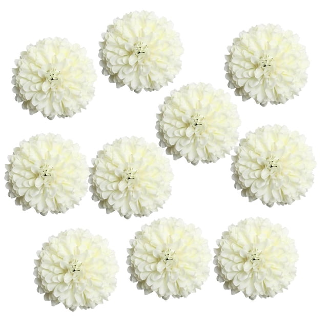 Flores artificiales, 10 cabezas de flores de seda, ramo de flores de crisantemo Crema