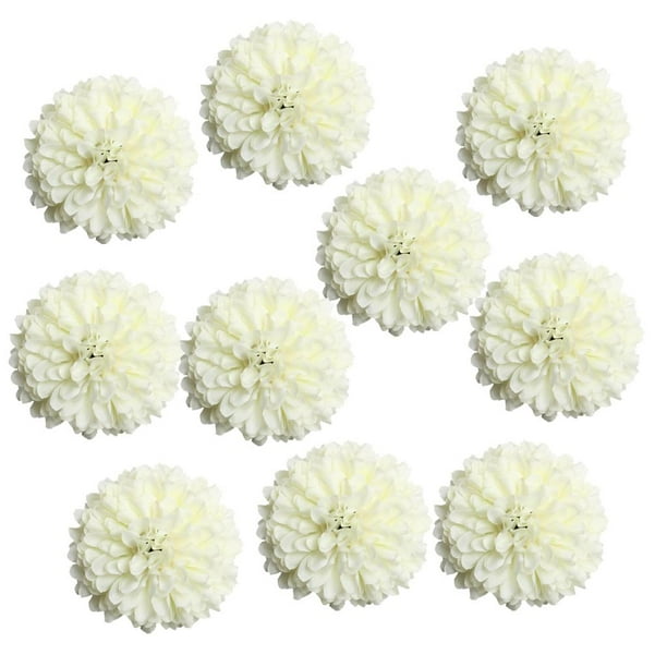 Flores artificiales, 10 cabezas de flores de seda, ramo de flores de crisantemo Crema