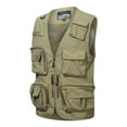 thumbnail image 2 of GHSOHS Men's Casual Outdoor Vest Work Fishing Travel Cargo Vest Jacket Multi Pockets Soild Washed Coat Large Size Outerwear Vests(Khaki,XL), 2 of 4