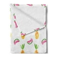 thumbnail image 2 of Pineapple Soft Flannel Fleece Throw Blanket, Pineapple and Watermelon Fruit Themed Minimal Sketch Pastel Watercolor Pattern, Cozy Plush for Indoor and Outdoor Use, 50" x 60", Multicolor, by Ambesonne, 2 of 5