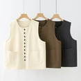 thumbnail image 5 of Ailaofu Womens’Knit Sweater Vest V Neck Sleeveless Cardigan Button Down Sweater Pocket Outwear Tops, 5 of 6