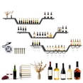 thumbnail image 5 of golytefs 47inch Modern Led Wine Rack Wall Mounted Hanging Large Liquor Shelf for Liquor Bottles with Led Light with Wine Glass Hooks 3-Tier for Home Bar Dining Room Cafe Decorative (Black 120*20cm), 5 of 8