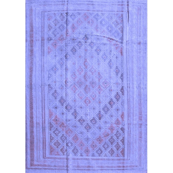 Ahgly Company Indoor Rectangle Southwestern Blue Country Area Rugs, 7' x 10'