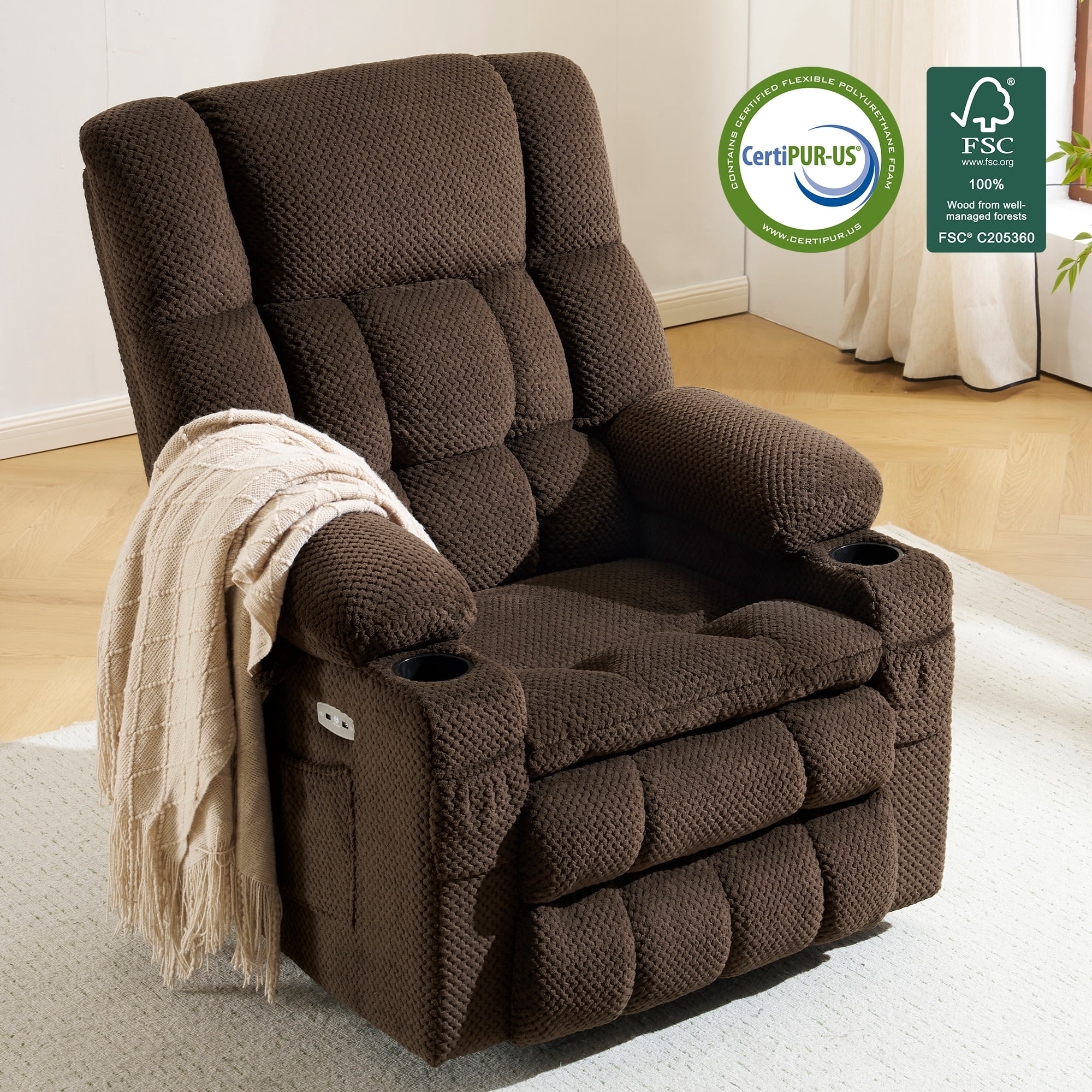 MCombo 22.4" Seat Width Lay Flat Dual Motor Power Recliner Lift Chair with Vibration and Heat, Infinite Position