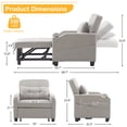 thumbnail image 2 of Ktaxon 3-in-1 Single Sofa Bed Convertible Sleeper Chair Linen Fabric Futon Sofa with Lumbar Pillow for Living Room Bedroom Office Apartment Furniture Light Gray, 2 of 12