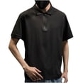 thumbnail image 1 of Camisetas Elvqul Hombre Negro Manga Corta Botones sin Estampado Casual con Solapa, 1 of 8