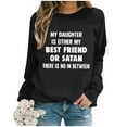 thumbnail image 2 of WEAIXIMIUNG Sweatshirts pour Femmes Sans Capuche Fermeture Éclair devant Mode Décontractée Couleur Unie Manches Longues Imprimé Lettre Col Rond Hoodie, 2 of 5