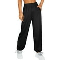 thumbnail image 4 of FINALGANG Women Versatile Trousers Solid Color Elastic Waistband Wide Leg Sweatpants Ankle-Tied Pants With Pockets Relaxed Fit Comfort Daily Wear, 4 of 6