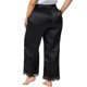 thumbnail image 3 of Pantalones de pijama de satén con encaje para mujer de tallas grandes Agnes Orinda, elásticos, suaves, de pierna ancha, 3X, negros, 3 of 6