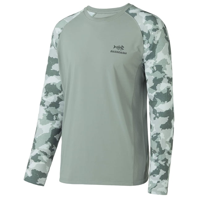 Camiseta de Pesca BASSDASH UPF 50 Camuflaje Manga Larga Secado Rápido