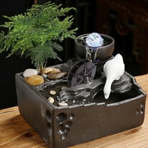 Pawsdot 2Pcs Small Fountain Plastic Fountain Water Wheel Garden Scene Decorative Ornaments Light Brown