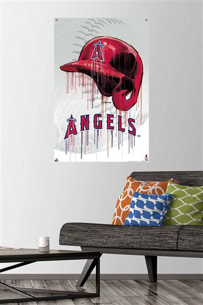 MLB Los Angeles Angels - Drip Helmet 22 Wall Poster with Pushpins, 22.375" x 34"