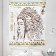 thumbnail image 1 of Ethnic Tapestry, Traditional Native Man Portrait Illustration Print, Fabric Wall Hanging Decor for Bedroom Living Room Dorm, 5 Sizes, Chocolate White Teal, by Ambesonne, 1 of 1