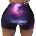thumbnail image 2 of Picia Purple Moon Tree Night Sky Printed Workout Shorts for Women Seamless Scrunch Butt Lifting High Waisted Yoga Gym Booty Running Moisture-wicking Short Pants-Small, 2 of 9