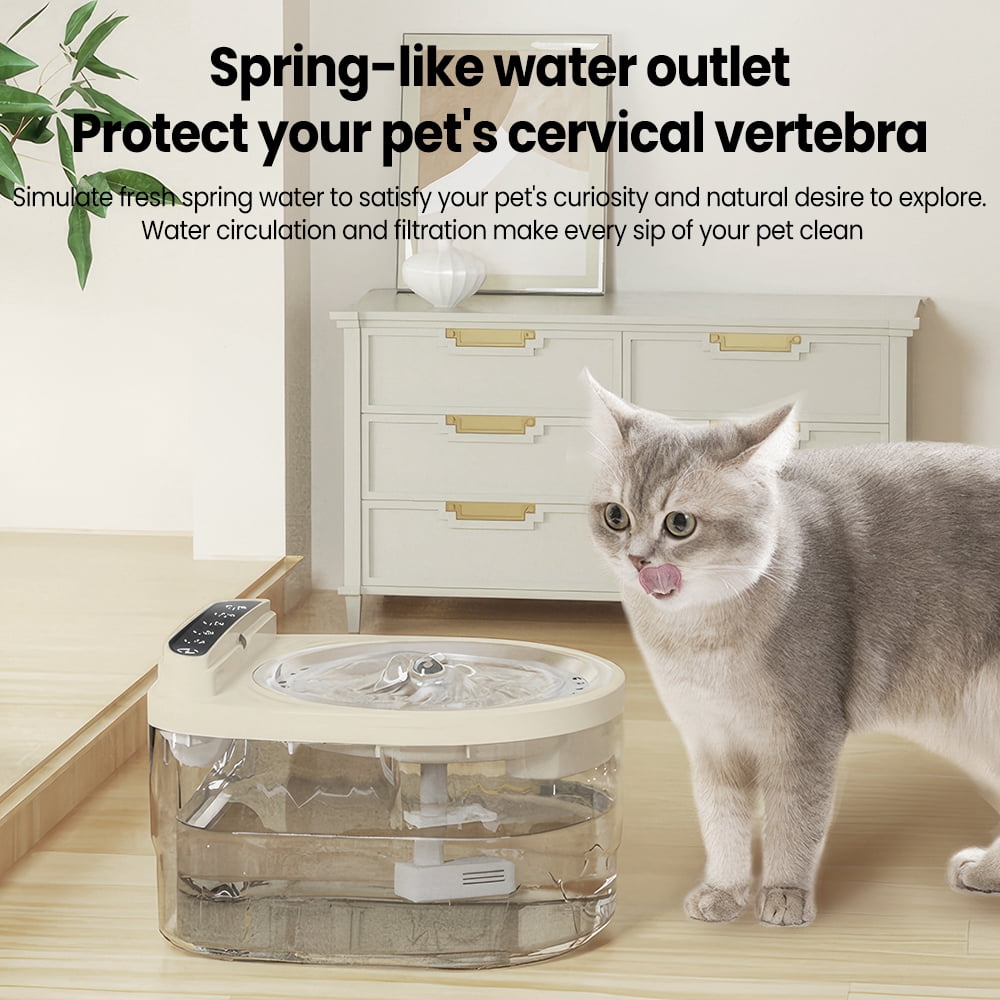 Wireless Cat Water Fountain with Motion Sensor - for Cats & Dogs - 3L Stainless Steel Pet Water Dispenser, Battery Powered, Ultra-Quiet Pump, Included 10 Filter Cottons
