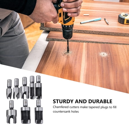 HEALEEP Hand Tools For Woodworking 8Pcs Set Plug Cutter 11.8 x 4.7 x 1.6in