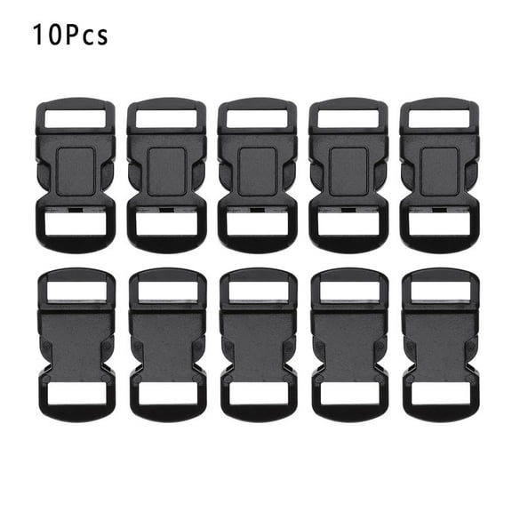 10/20pcs 10mm Hardware Dual Adjustable Backpack Belt Parts Plastic Outdoor Bag Buckles Paracord Bracelet Accessories Strap Webbing Tool Curved Buckle 10PCS