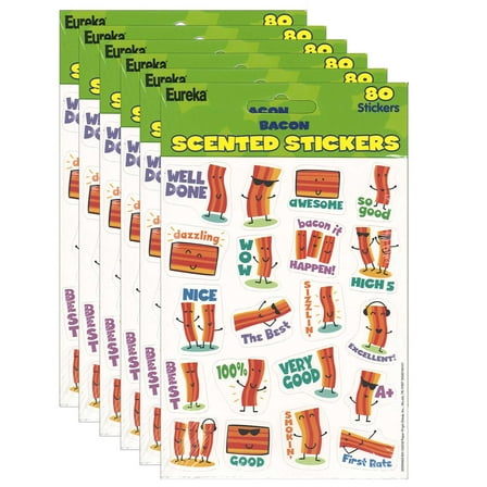 Eureka Bacon Scented Stickers, 80 Per Pack, 6 Packs