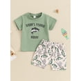 thumbnail image 5 of Aojekbee Baby Boys Summer Outfits Letter Print Short Sleeves T-Shirt and Elastic Fish Print Shorts Set for 2 Piece Clothes Set, 5 of 10