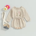 thumbnail image 3 of Douhoow Baby Girl Knitted Romper Sweater Long Sleeve Knit Floral Bodysuits Warm Winter Jumpsuits, 3 of 8