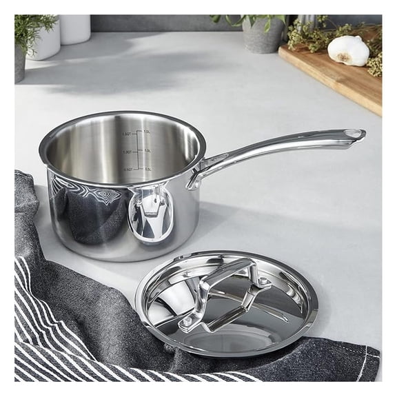 Professional Tri-Ply 18/10 Stainless Steel 6.25" Saucepan 2qt. with Lid