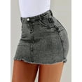 thumbnail image 2 of Women's Denim Skirt Elastic Casual High Waisted Lifted Hip Denim Short Skirt A-Line Mini Pencil Skirt, 2 of 4