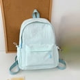 thumbnail image 2 of FUZHIQ Textured Solid Color School Backpack for 3rd 4th 5th 6th Grade, Lightweight Crinkled Fabric Bookbag with Front Pocket, Casual Elementary Middle School Bag, Blue, 2 of 6