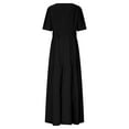 thumbnail image 6 of Wiyuqeen Maxi Dresses for Women V Neck Short Sleeve A Line Dresses Solid Smocked Tiered Dresses Lightweight Summer Holiday Dresses, 6 of 7