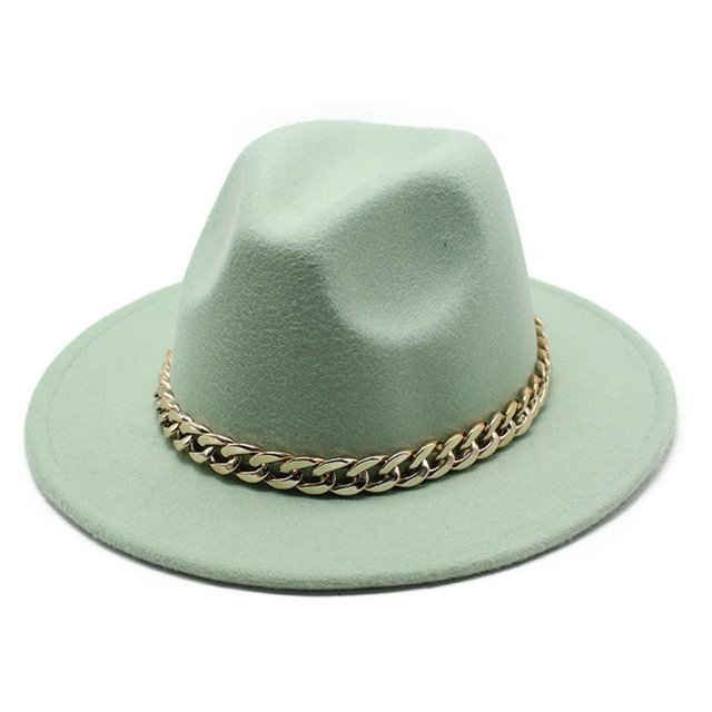 Hat Big Chain Wide Brim Autumn Winter Sun Protection All Match Felt Cap for Daily Wear