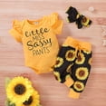 thumbnail image 3 of 3PCS Newborn Baby Girl Clothes Sets Letter Printed Ruffles Short Sleeve Romper Pants Sassy Cotton, 3 of 6